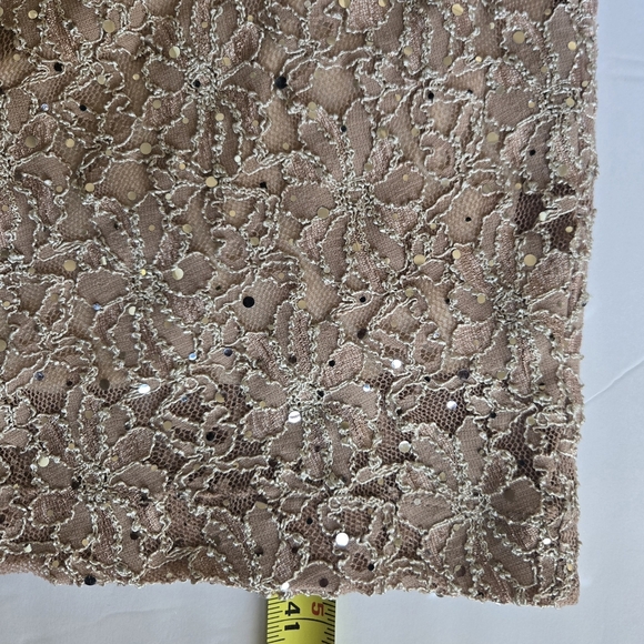 Connected Apparel Beige Lace Dress. Size 8 - Picture 5 of 8